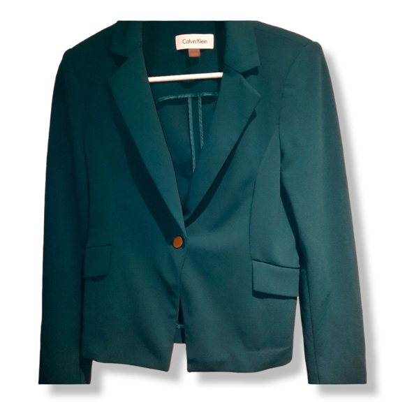 Calvin Klein Teal Fitted Blazer - Picture 2 of 6